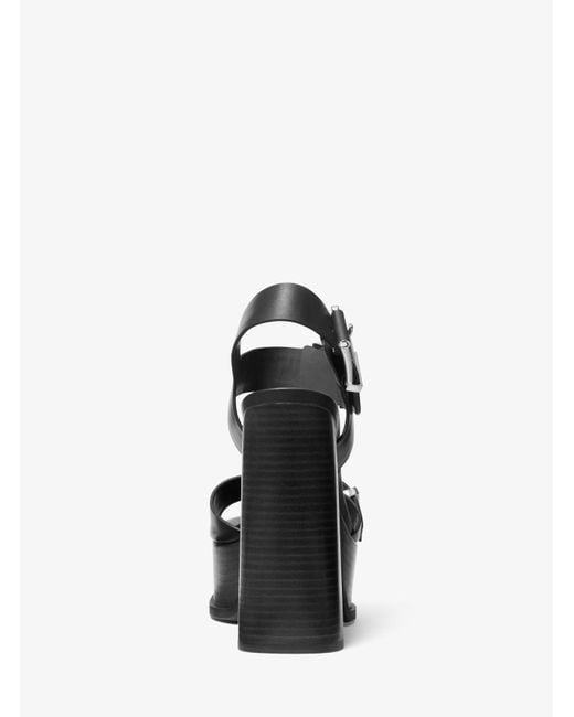 Michael Kors Black Mk Colby Leather Platform Sandal