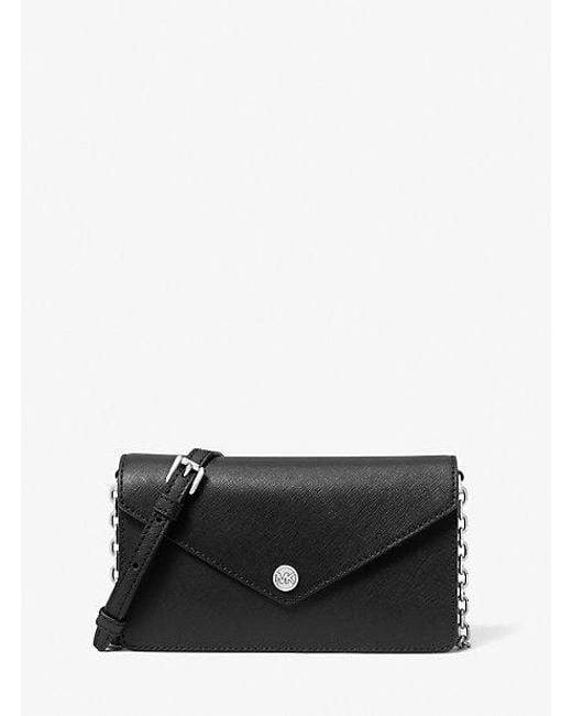 Michael Kors Black Small Saffiano Leather Envelope Crossbody Bag