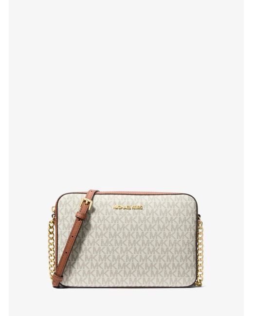 Michael Kors Natural Mk Jet Set Large Printed Logo Crossbody Bag