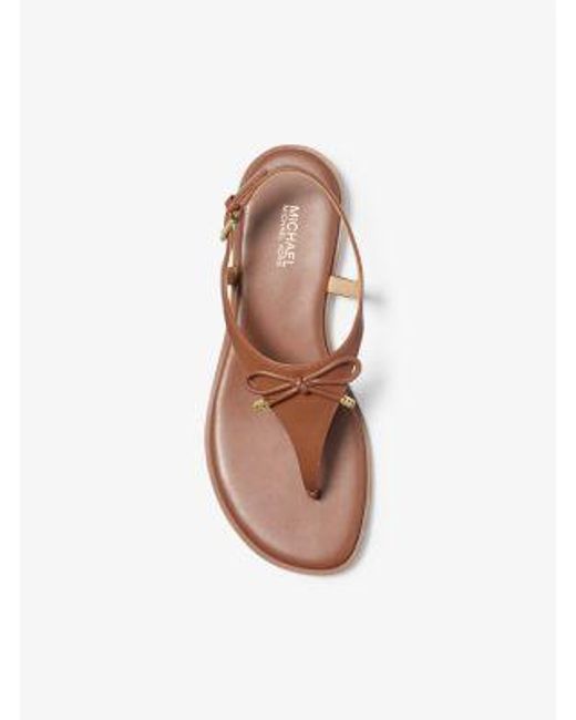MICHAEL Michael Kors Brown Nori Leather T-strap Sandal