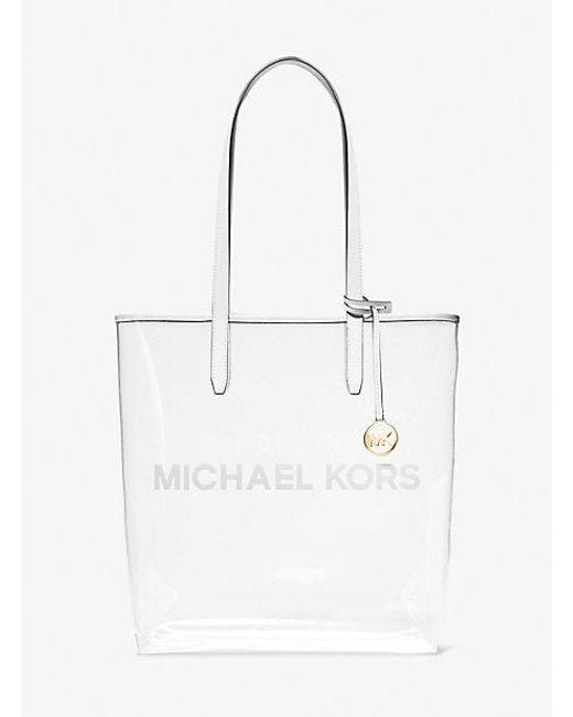 Michael Kors White The Michael Large Clear Vinyl Tote Bag