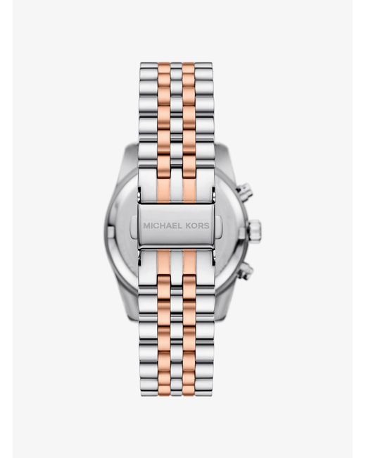 Michael Kors White Mk Lexington Two-Tone Watch