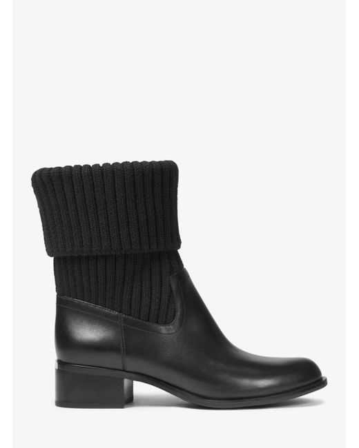 michael kors april leather and knit boot