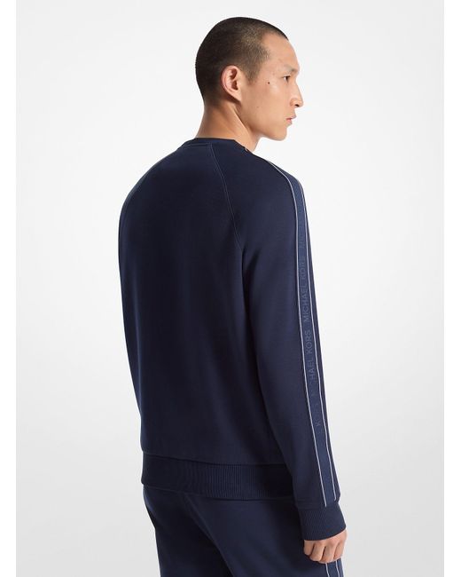 Michael Kors Blue Mk Logo Tape Cotton Blend Sweatshirt for men