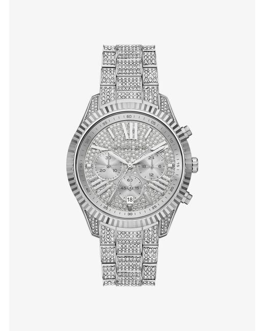 Michael Kors Gray Oversized Lexington Pavé-Tone Watch