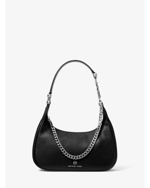 Michael Kors Piper Small Pebbled Leather Shoulder Bag in Black | Lyst