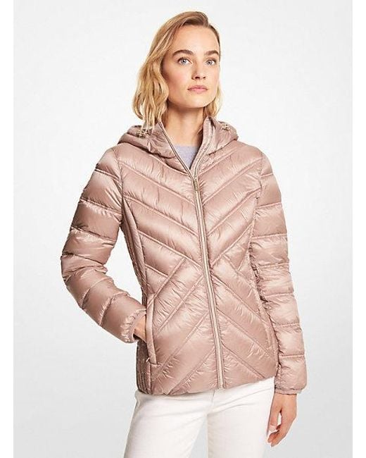 Michael Kors Pink Nylon Packable Hooded Jacket