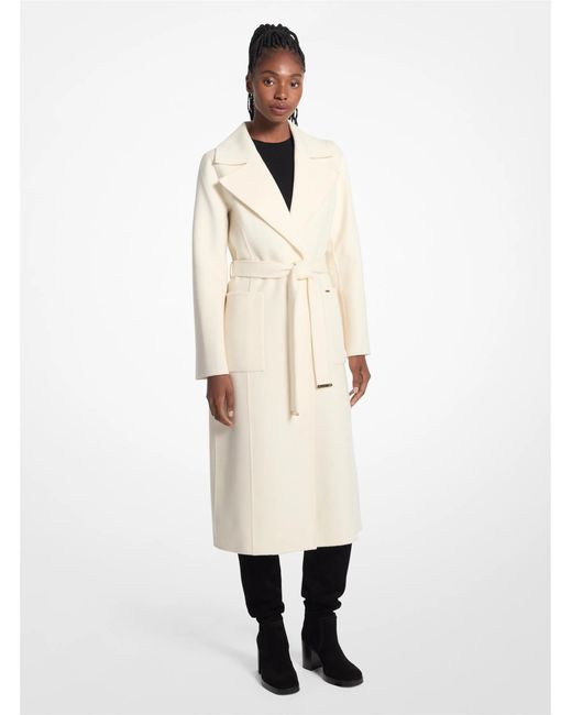 MICHAEL Michael Kors White Mk Wool Blend Trench Coat