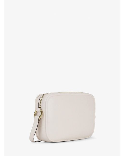 Michael Kors White Jet Set Large Pebbled Leather Camera Crossbody Bag