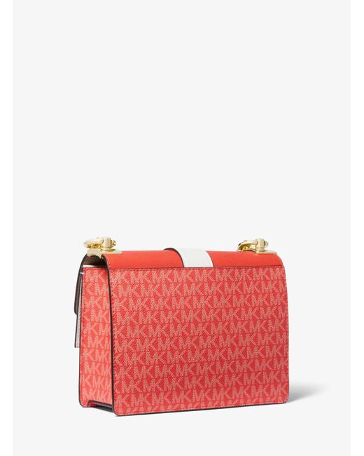 Petit sac à bandoulière Greenwich en cuir saffiano à couleurs contrastées avec logo Michael Kors en coloris Red