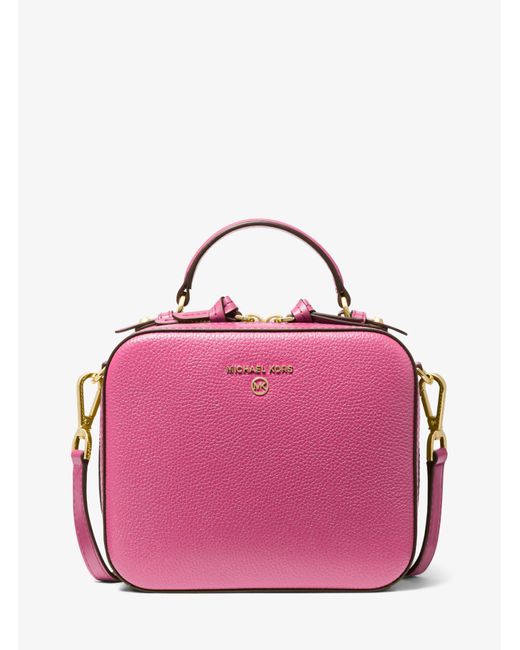 Michael Kors Jet Set Medium Pebbled Leather Crossbody Bag in Pink Lyst