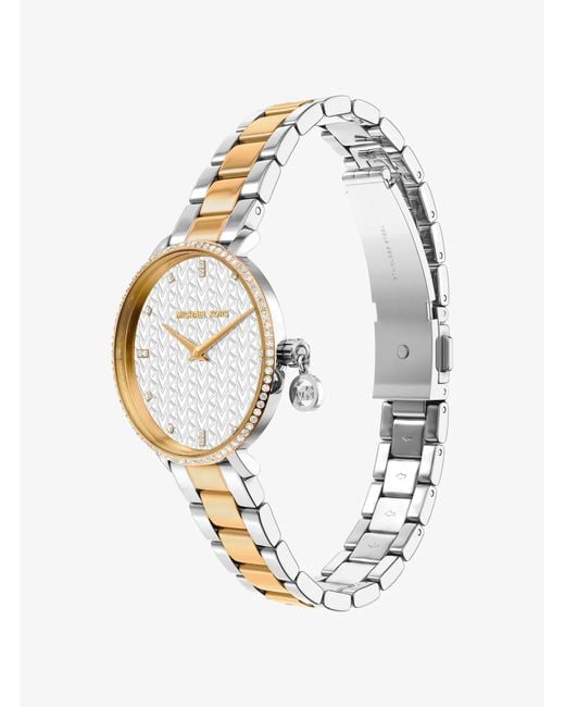 Michael Kors Metallic Mini Pyper Pavé Two-Tone Watch