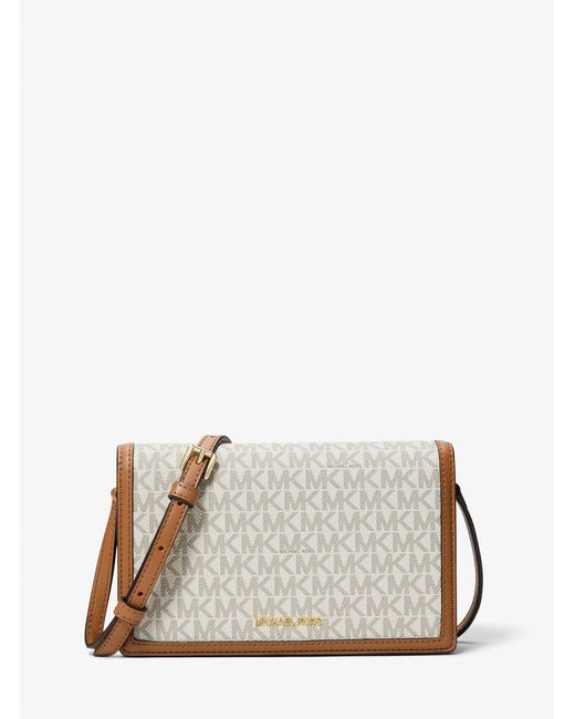MICHAEL Michael Kors White Mk Marlowe Medium Signature Logo Crossbody Bag