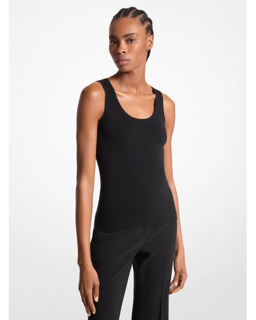 Michael Kors Black Mk Bette Cashmere Scoopneck Tank