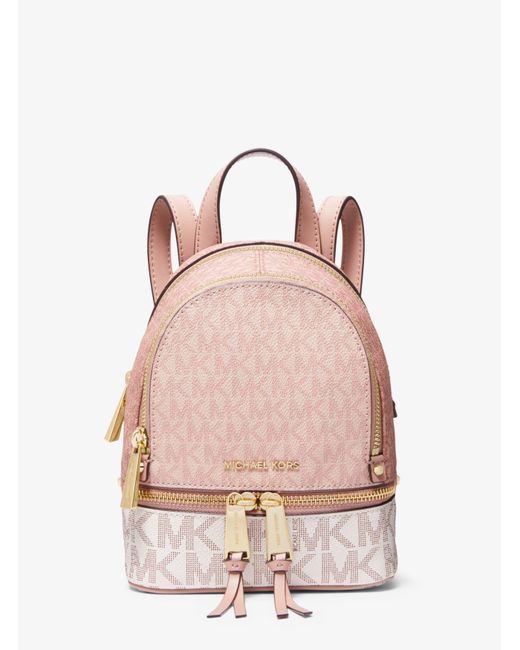 Michael Kors Rhea Mini Colorblock Logo Backpack in Pink Lyst