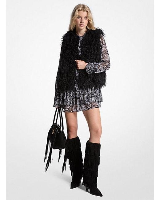 Michael Kors Black Faux Shearling Vest