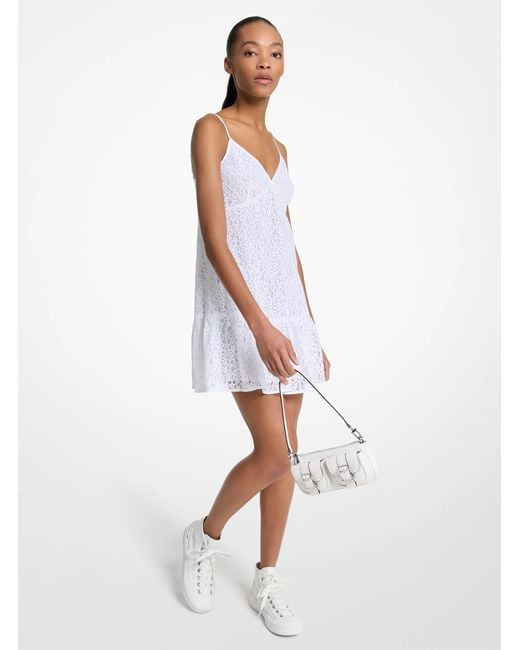 Michael Kors Corded Floral Lace Mini Slip Dress in White | Lyst