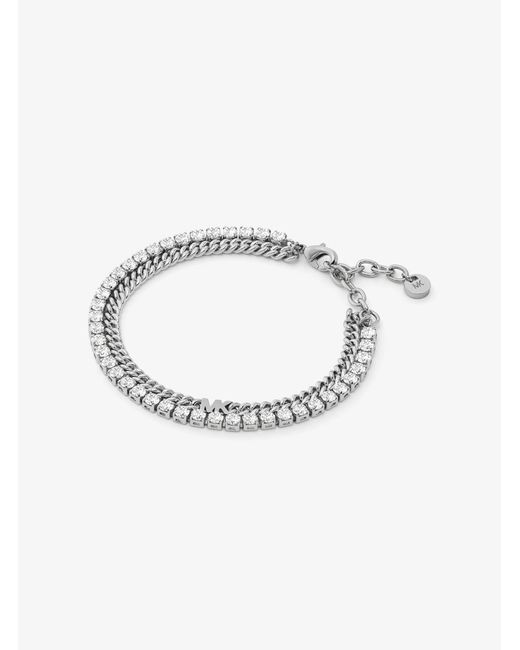 Michael Kors Metallic Mk Precious Metal-Plated Brass Double Chain Tennis Bracelet
