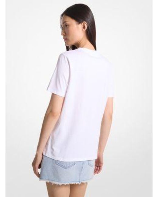 MICHAEL Michael Kors White Empire Logo Organic Cotton Jersey T-shirt