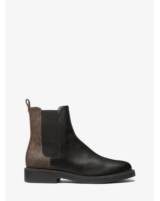MICHAEL Michael Kors Black Mk Hazel Smooth And Signature Logo Chelsea Boot