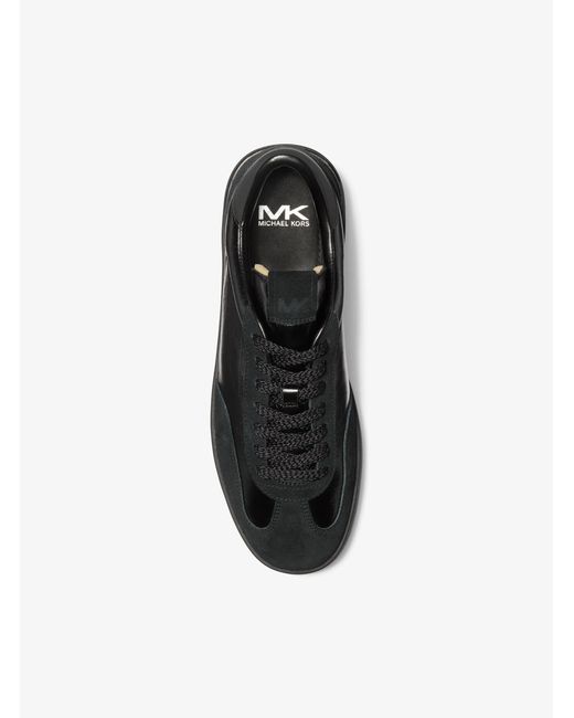 Michael Kors Black Mk Wilton Leather And Suede Trainers for men