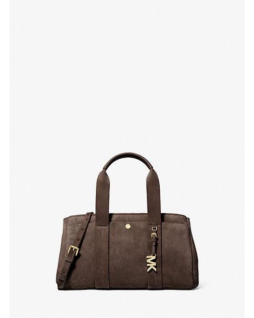 Michael Kors Brown Romee Small Suede Satchel