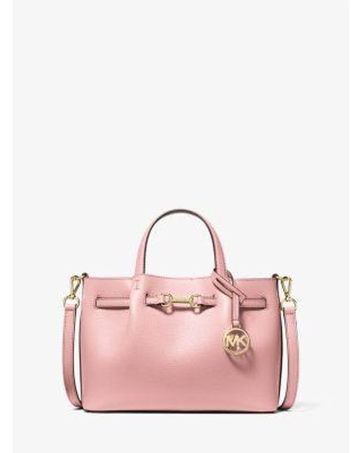 Michael Kors Pink Carson Small Pebbled Leather Satchel
