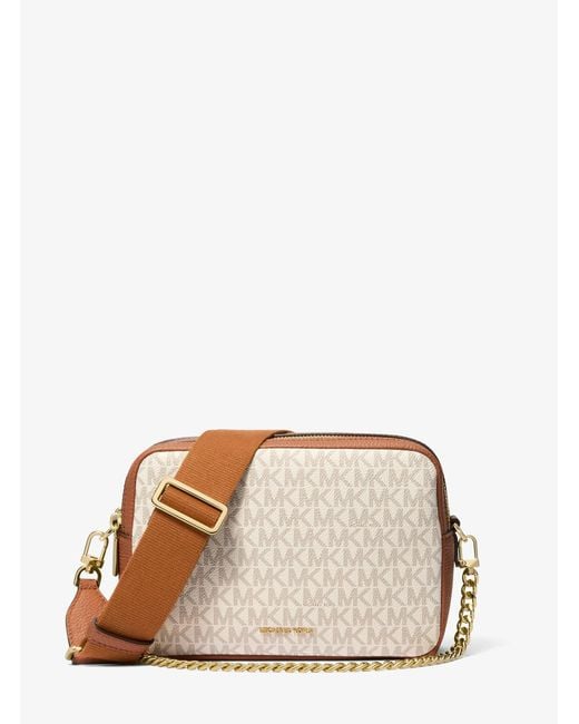 Michael Kors Natural Bryant Medium Signature Logo Camera Crossbody Bag