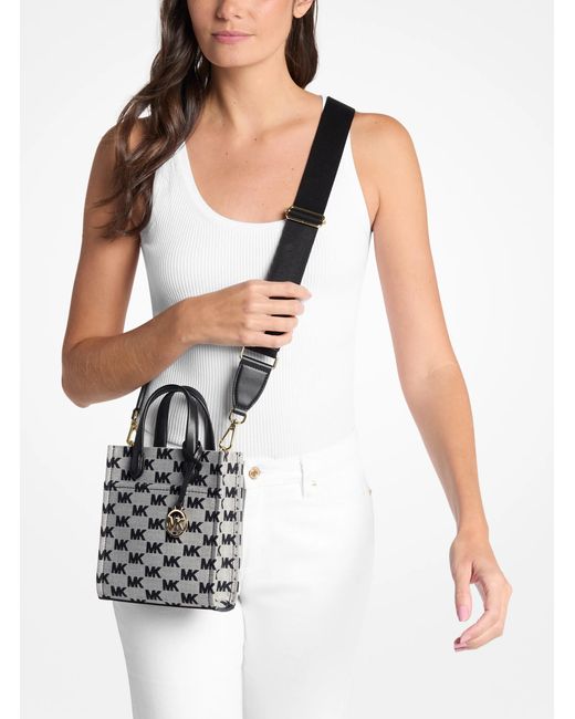 Michael Kors Outlet Black Mk Gigi Extra-Small Logo Jacquard Crossbody Bag