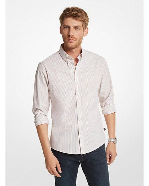Michael Kors White Striped Stretch Cotton Shirt for men