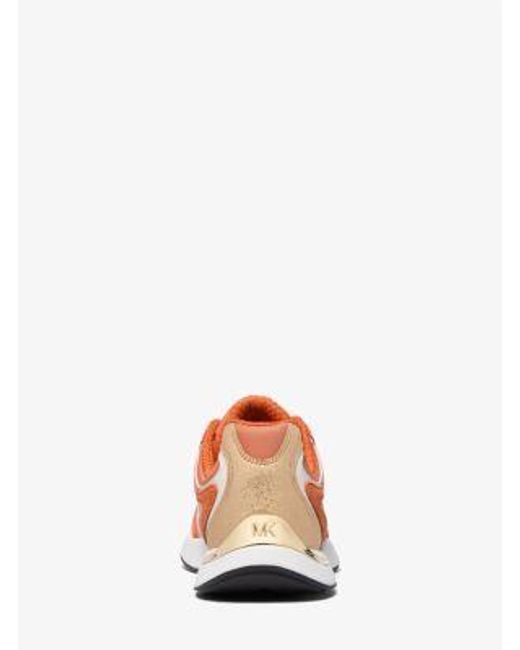 Michael Kors Orange Riley Mixed-Media Trainer