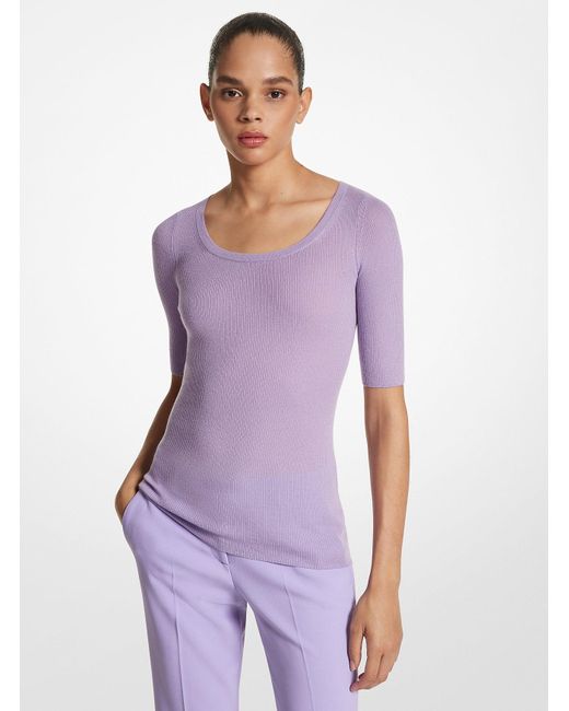 Mk Pullover Con Maniche A Tre Quarti di Michael Kors in Purple