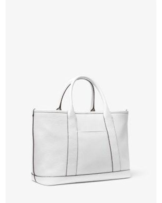 MICHAEL Michael Kors White Mk Luisa Medium Pebbled Leather Tote Bag