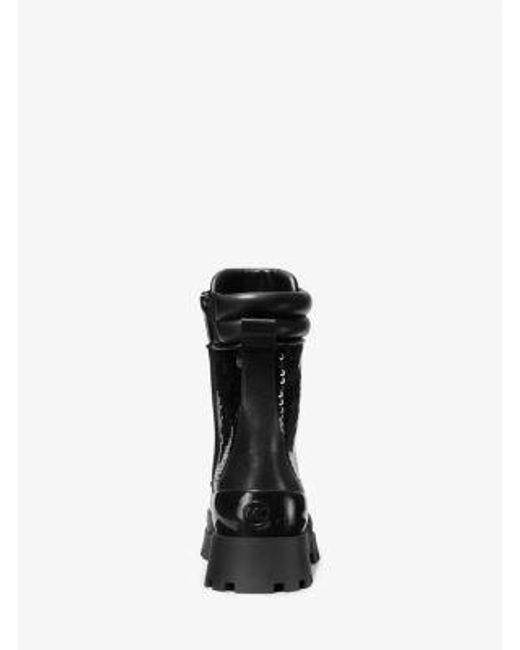 Michael Kors Black Mk Rowan Embellished Leather Lace-Up Boot