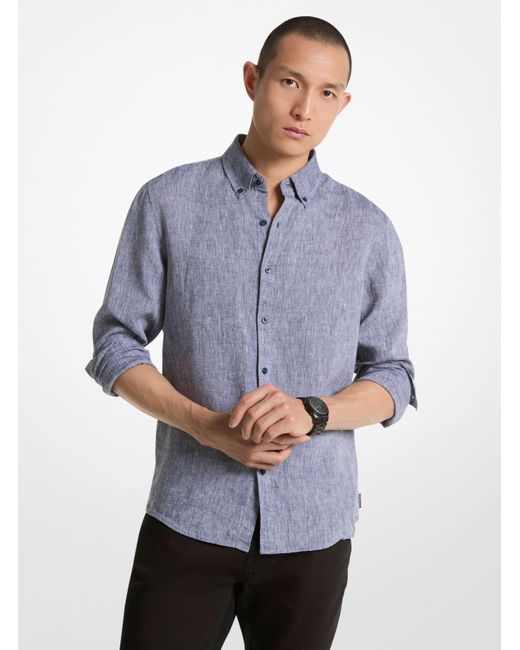 Camisa de lino Michael Kors de hombre de color Blue
