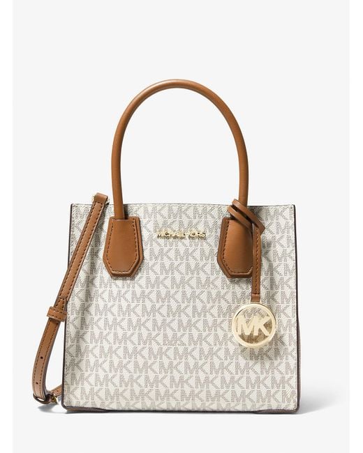 Mk Borsa A Tracolla Mercer Media Con Stampa Logo E Soffietti di Michael Kors Outlet in White