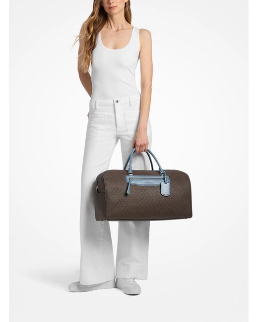 Michael Kors Blue Mk Jet Set Travel Extra-Large Signature Logo Weekender Bag