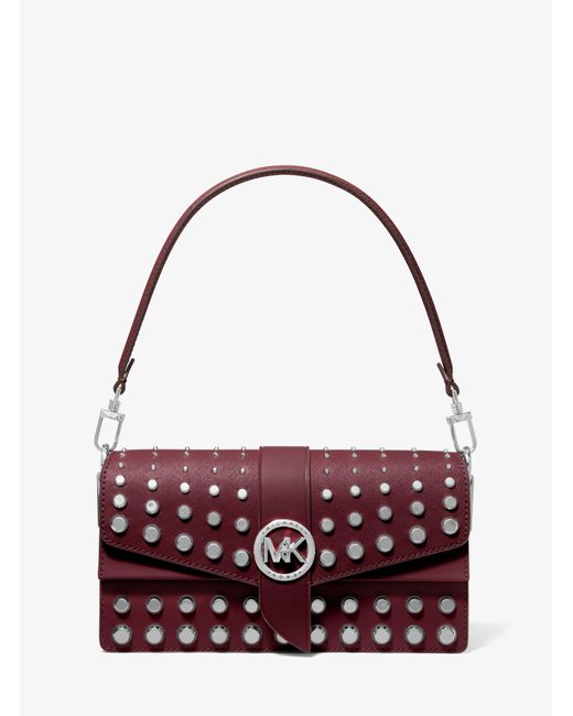 Michael Kors Greenwich Medium Studded Saffiano Leather Shoulder Bag