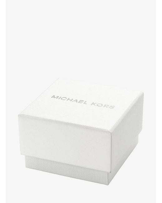 Michael Kors White Mk Suri Pavé-Tone Ring Watch