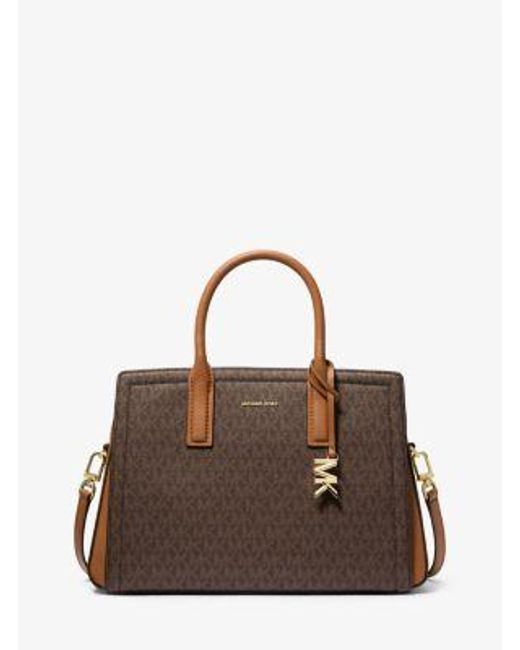 MICHAEL Michael Kors Brown Laila Medium Signature Logo Satchel
