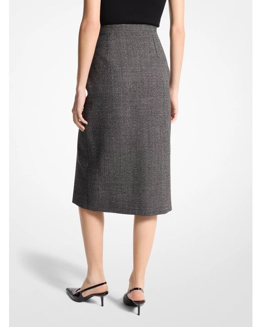 Michael Kors White Mk Jaspé Tweed Slit Skirt