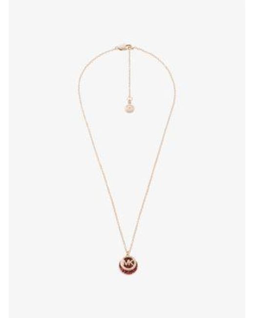 Michael Kors White Pavé Logo Necklace