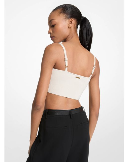 MICHAEL Michael Kors White Mk Viscose Blend Cropped Vest