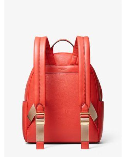 Michael Kors Red Mk Bex Medium Pebbled Leather Backpack