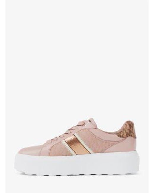 Michael Kors Pink Romey Signature Logo Stripe Platform Sneaker
