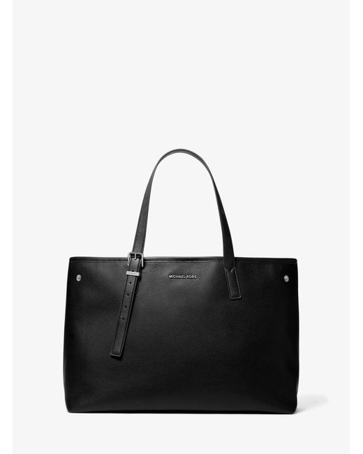 Michael Kors Black Mk Hudson Medium Pebbled Leather Everyday Tote Bag for men