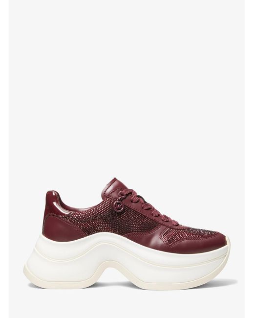 Michael Kors Purple Mk Arla Metallic Leather Trainer