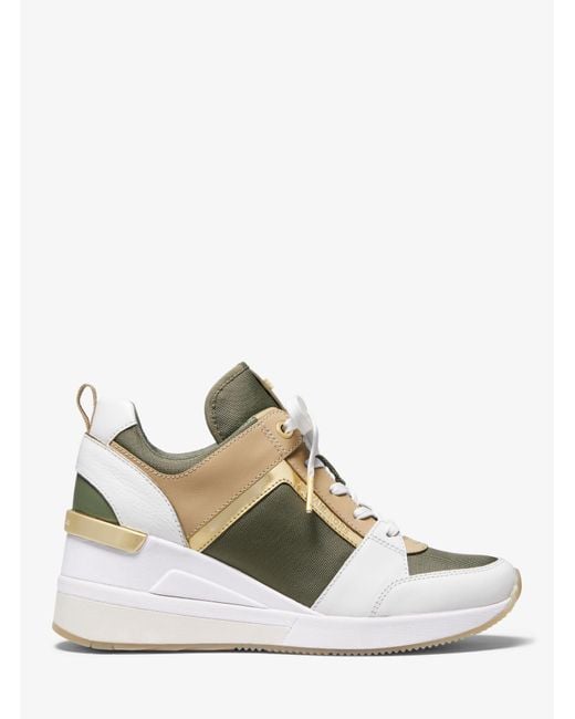 georgie leather and leopard glitter mesh trainer
