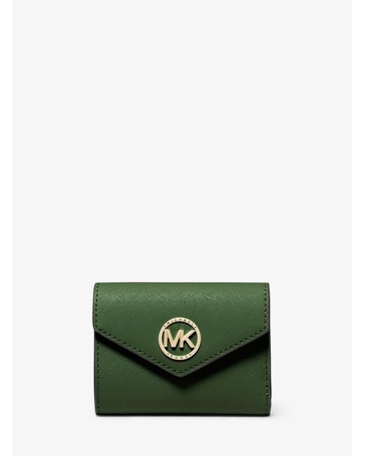 MICHAEL Michael Kors Green Carmen Medium Saffiano Leather Tri-fold Envelope Wallet