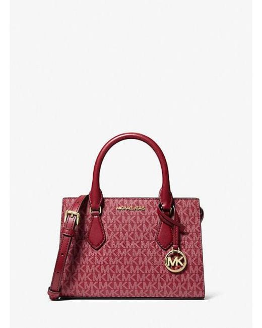 Michael Kors Red Sheila Small Signature Logo Satchel
